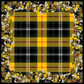 Wyatt Layne Lemons and apples black/yellow plaid  WL189 90cm